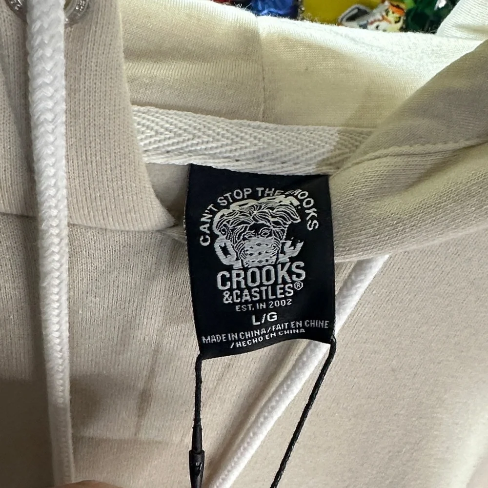 Crooks & Castles Off-White Hoodie Size Large NWT - Picture 3 of 4